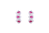 Asfour Crystal Haggie Earrings With Fuchsia Pear Zircon Stones In 925 Sterling Silver ED0019-WF