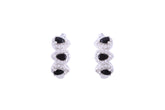 Asfour Crystal Haggie Earrings With Black Pear Zircon Stones In 925 Sterling Silver ED0019-WP