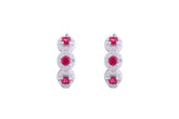Asfour Crystal Haggie Earrings With Fuchsia Round Zircon Stones In 925 Sterling Silver ED0020-WF
