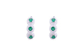Asfour Crystal Haggie Earrings With Emerald Round Zircon Stones In 925 Sterling Silver ED0020-WG