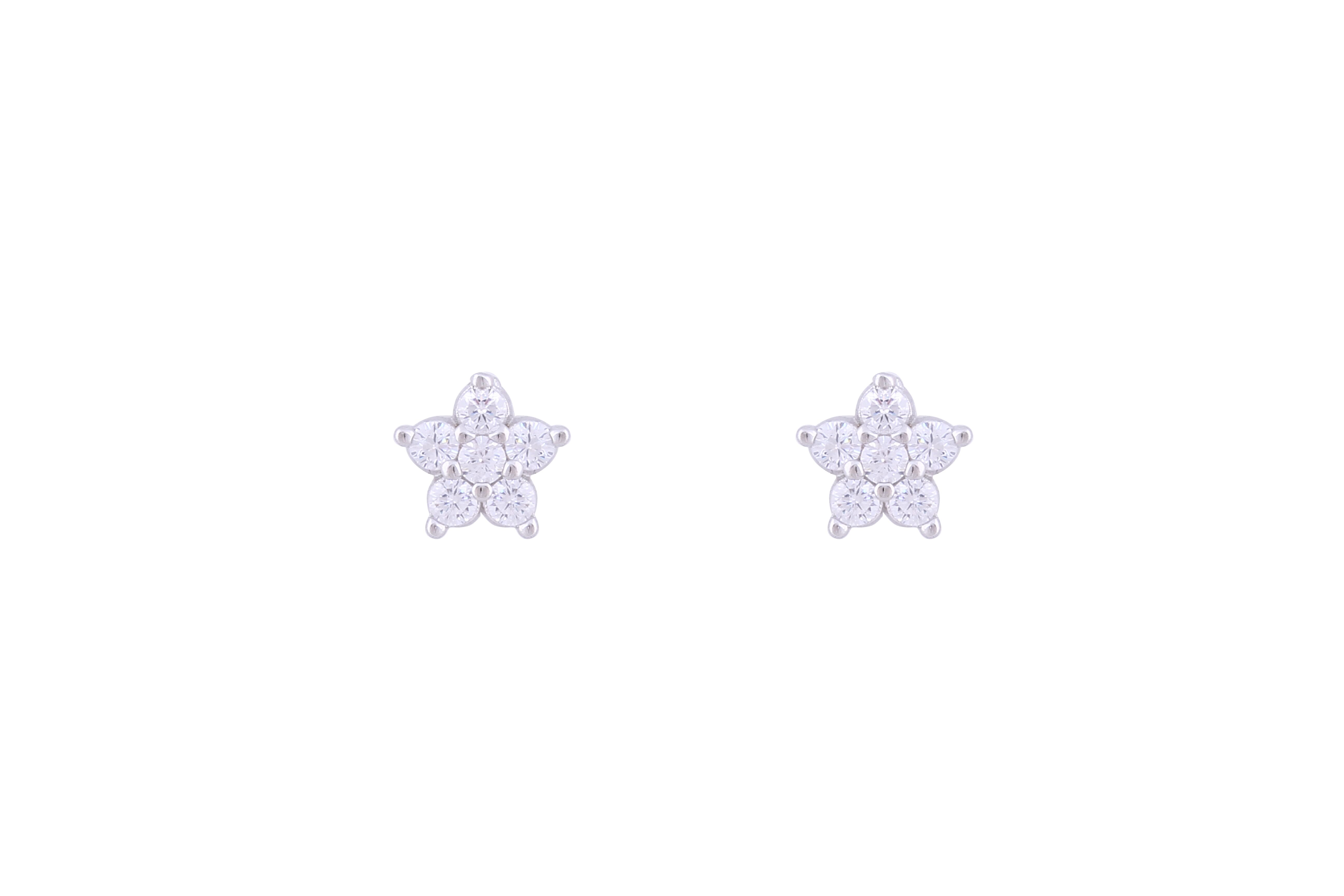 Asfour Crystal Stud Earrings With Flower Design Inlaid With Zircon In 925 Sterling Silver ED0023