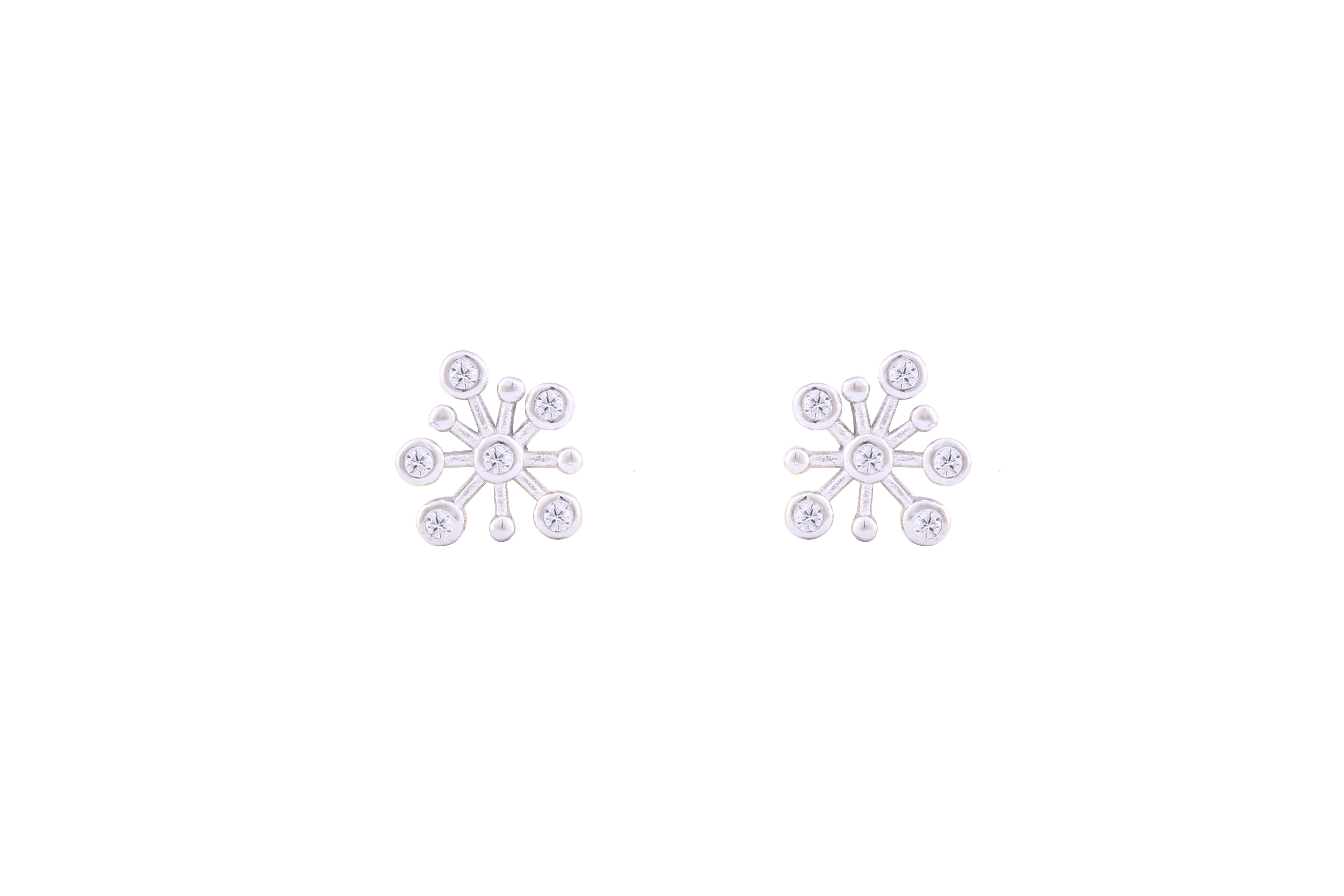 Asfour Crystal Stud Earrings With Art Deco Design In 925 Sterling Silver ED0024