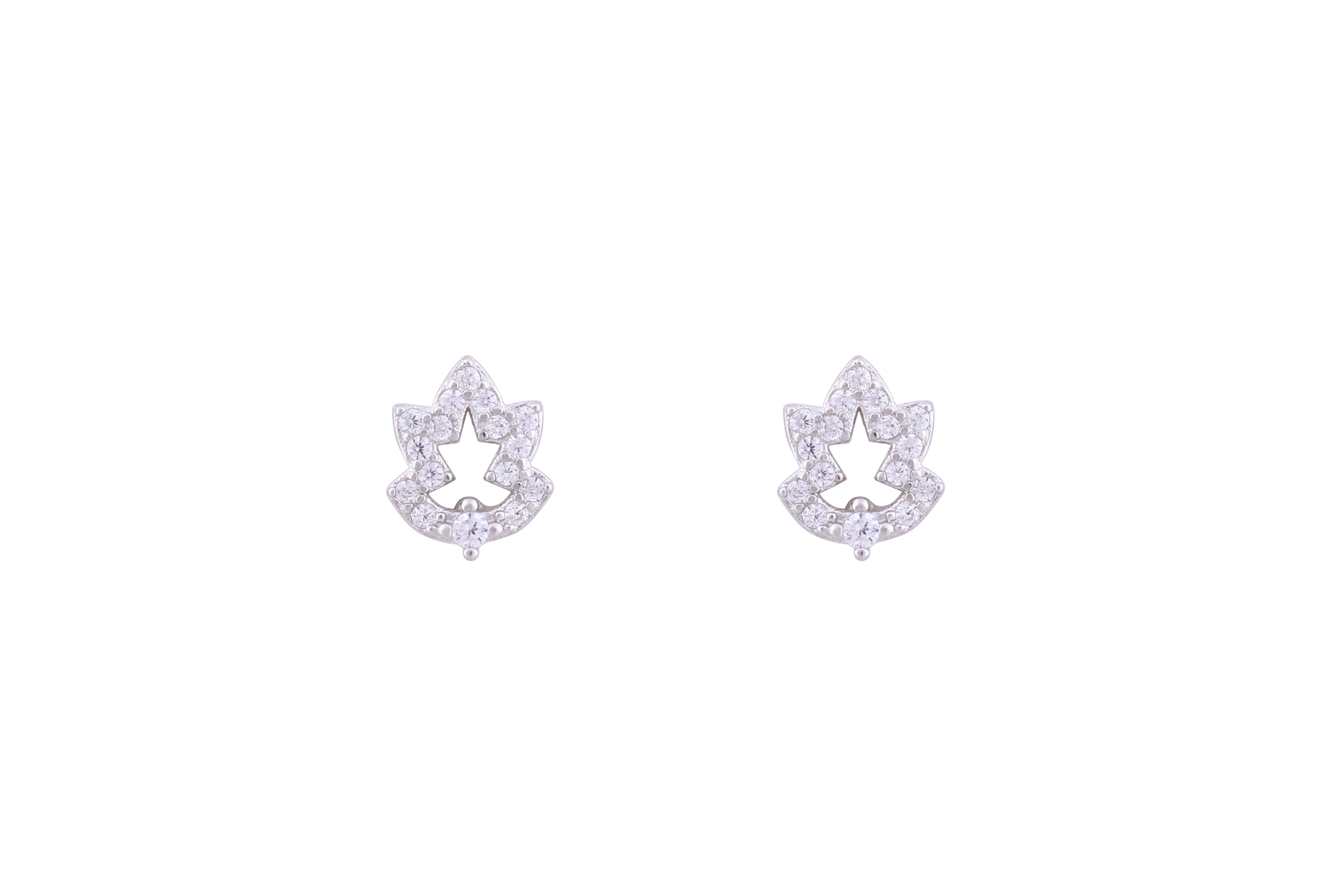 Asfour Crystal Stud Earrings With Art Deco Design In 925 Sterling Silver ED0025