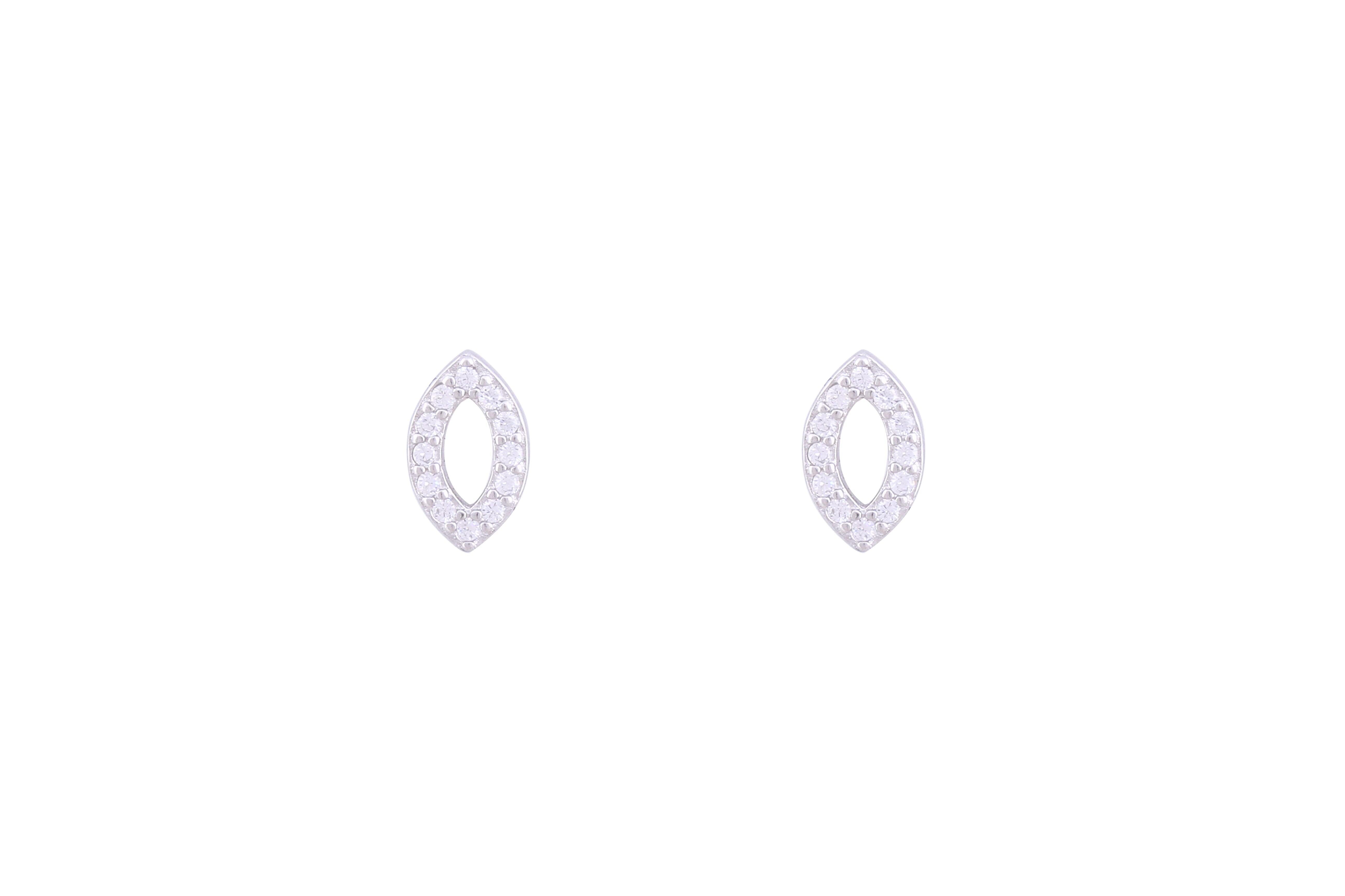 Asfour Crystal Stud Earrings With Marquise Design Inlaid With Zircon In 925 Sterling Silver ED0027