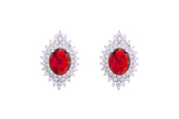 Asfour Crystal Clips Earrings With Red Zircon Stones In 925 Sterling Silver ED0028-WR