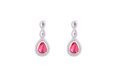 Asfour Crystal Clips Earrings With Dark Rose Pear Design In 925 Sterling Silver ED0031-O5