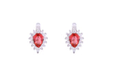 Asfour Crystal Drop Earrings With Dark Rose Pear Design In 925 Sterling Silver ED0034-O5