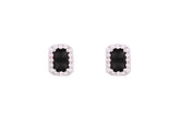 Asfour Crystal Stud Earrings With Emerald Cut Black Zircon Stone In 925 Sterling Silver ED0035-P