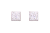 Asfour Crystal Stud Earrings With Square Shape Inlaid With Zircon In 925 Sterling Silver ED0042