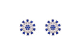 Asfour Crystal Stud Earrings With Blue Round Design Inlaid With Zircon In 925 Sterling Silver ED0047-WB