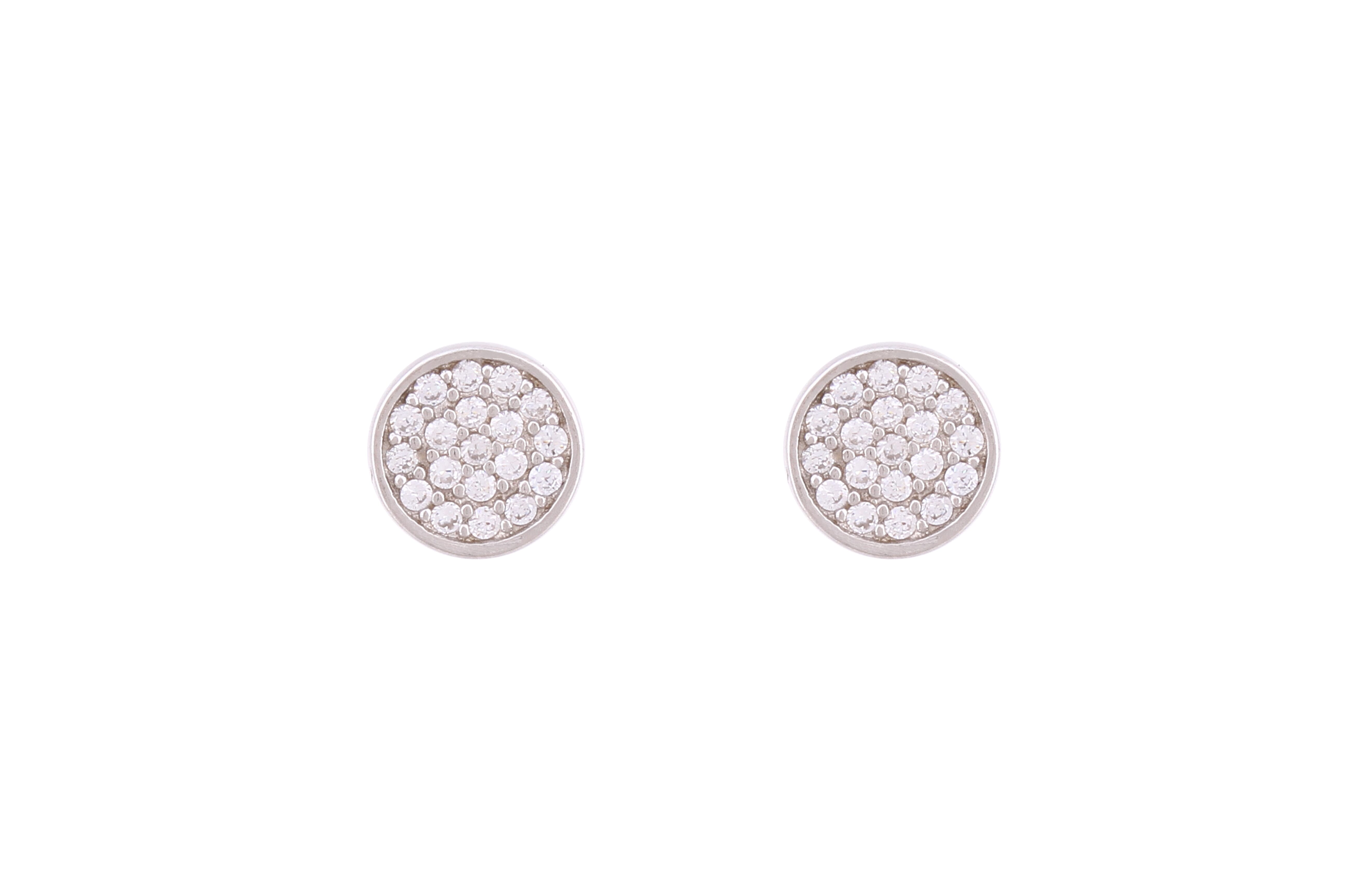 Asfour Crystal Stud Earrings With Round Design Inlaid With Zircon In 925 Sterling Silver ED0050