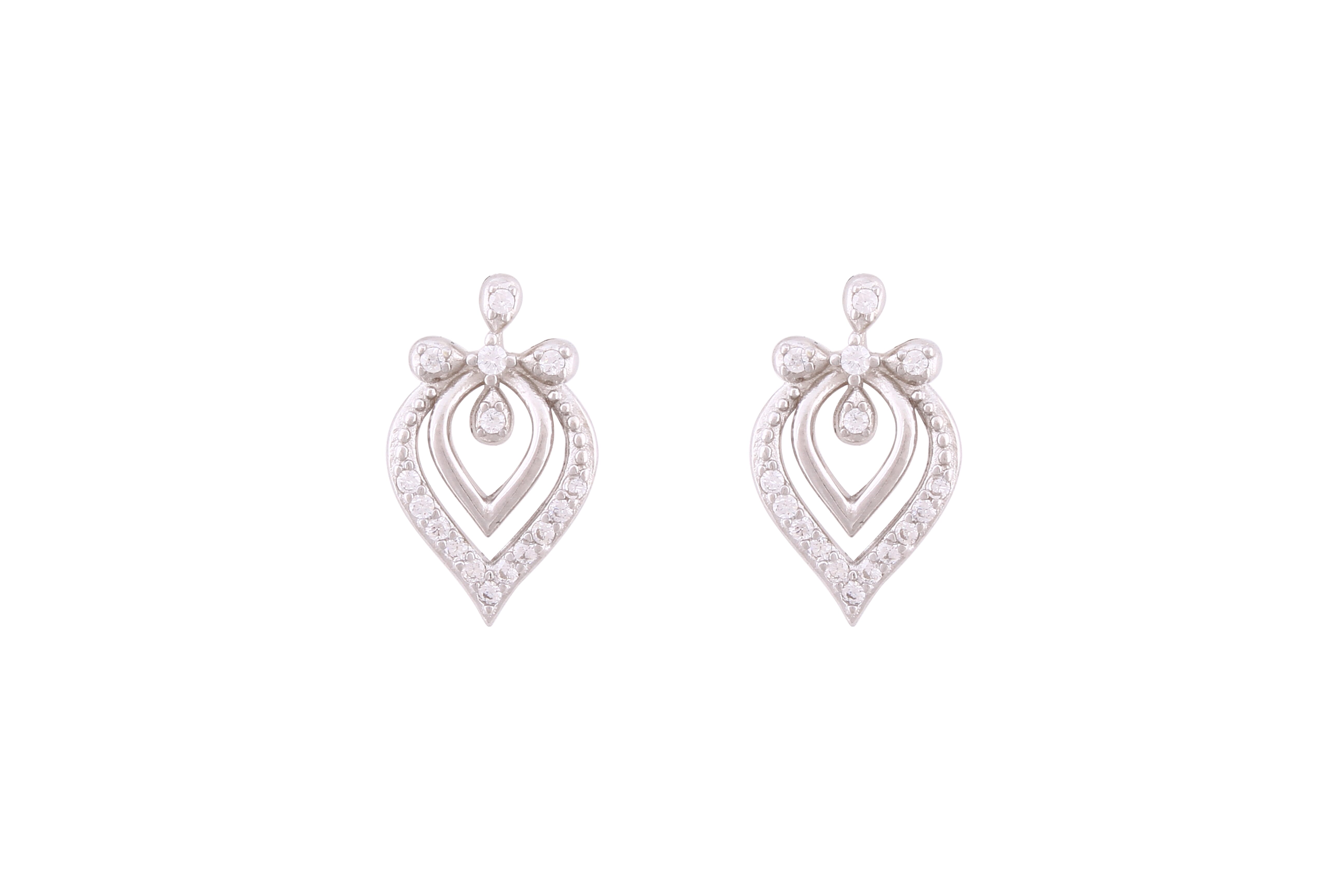 Asfour Crystal Stud Earrings With Art Deco Design Inlaid With Zircon In 925 Sterling Silver ED0052
