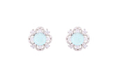 Asfour Crystal Larimar Stud Earrings With Art Deco Design In 925 Sterling Silver ED0054
