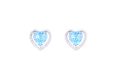 Asfour Crystal Stud Earrings With Aquamarine Heart Design In 925 Sterling Silver ED0055-M