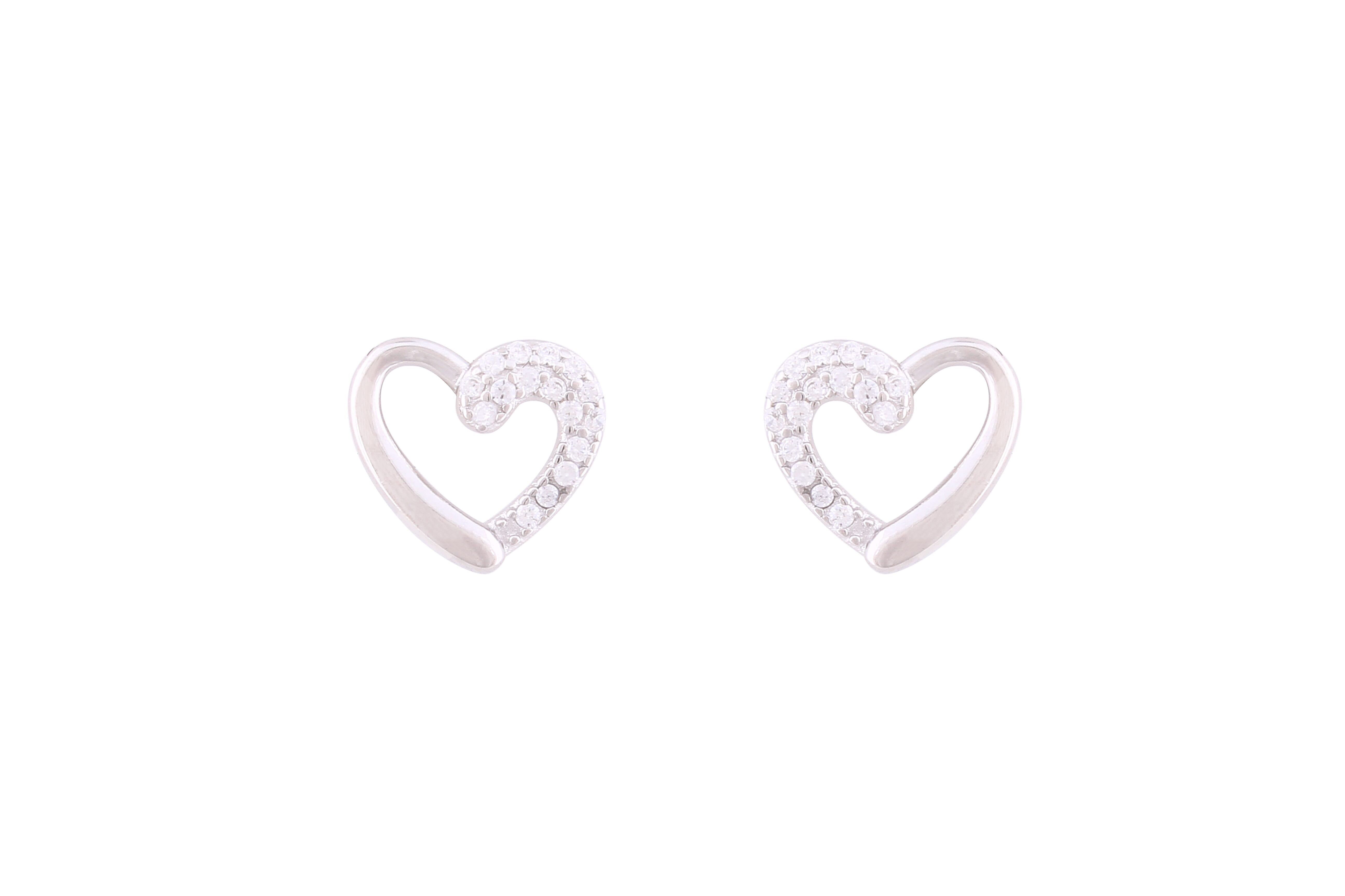 Asfour Crystal Stud Earrings With Heart Design Inlaid With Zircon In 925 Sterling Silver ED0057