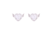 Asfour Crystal Stud Earrings With Angel Wing Heart Design In 925 Sterling Silver ED0064