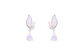 Asfour Crystal Stud Earrings With Leaf Shape Inlaid With Zircon In 925 Sterling Silver ED0067