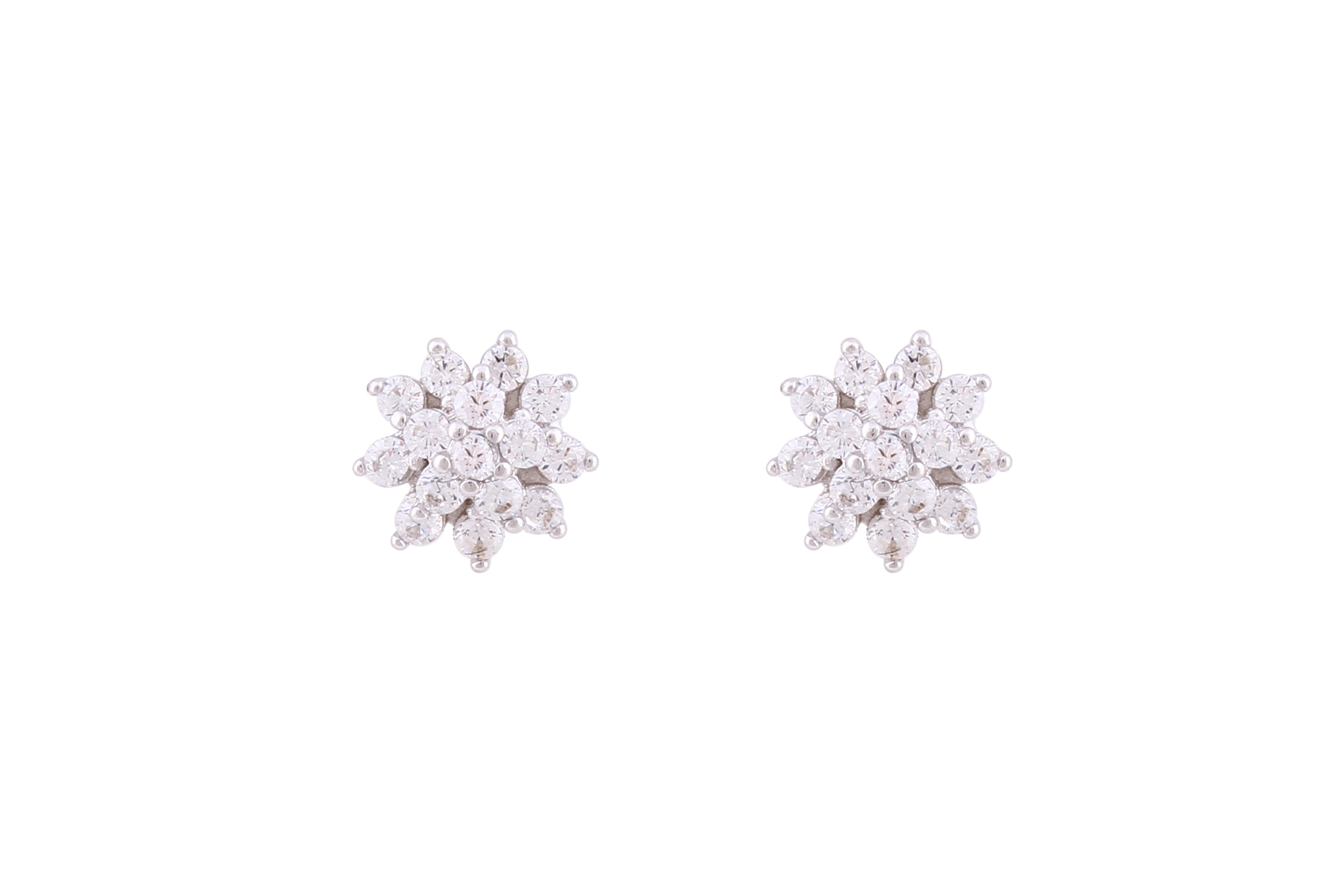 Asfour Crystal Stud Earrings With Flower Shape Inlaid With Zircon In 925 Sterling Silver ED0071