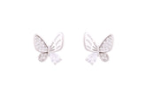 Asfour Crystal Stud Earrings With Butterfly Design Inlaid With Zircon In 925 Sterling Silver ED0077