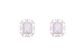 Asfour Crystal Stud Earrings Inlaid With Emerald Cut Zircon Stone In 925 Sterling Sillver ED0089