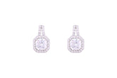 Asfour Crystal Stud Earrings With Square Shape Inlaid With Zircon In 925 Sterling Silver ED0094