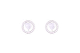 Asfour Crystal Stud Earrings With Round & Heart Zircon Stones In 925 Sterling Silver ED0097