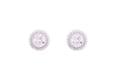 Asfour Crystal Stud Earrings With Round Design Inlaid With Zircon In 925 Sterling Silver ED0098