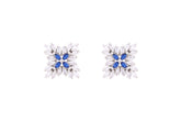 Asfour Crystal Stud Earrings With Blue Flower Design In 925 Sterling Silver ED0099-WB