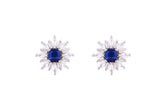 Asfour Crystal Stud Earrings With Blue Star Design In 925 Sterling Silver ED0101-WB