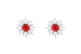 Asfour Crystal Stud Earrings With Fuchsia Star Design In 925 Sterling Silver ED0101-WF