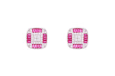 Asfour Crystal Stud Earrings With Fuchsia Square Design In 925 Sterling Silver ED0104-WF