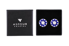 Asfour Creations Stud Earrings With Blue Circle Design In 925 Sterling Silver – ED0105-WB