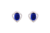 Asfour Crystal Stud Earrings With Blue Heart Design In 925 Sterling Silver ED0107-B