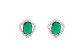 Asfour Crystal Stud Earrings With Emerald Heart Design In 925 Sterling Silver ED0107-G