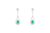 Asfour Crystal Stud Earrings Inlaid With Pear Cut Emerald Zircon In 925 Sterling Silver ED0108-WG