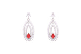 Asfour Crystal Stud Earrings With Fuchsia Decorative Design In 925 Sterling Silver ED0109-WF