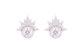Asfour Crystal Stud Earrings With Art Deco In 925 Sterling Silver-ED0110