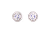Asfour Crystal Stud Earrings With Octagon Design Inlaid With Zircon In 925Sterling Silver-ED0111