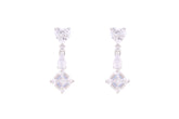 Asfour Crystal Stud Earrings With Heart Design In 925 Sterling Silver-ED0112