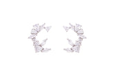 Asfour Crystal Stud Earrings With Art Deco Design In 925 Sterling Silver-ED0113