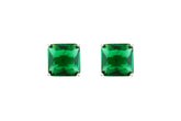 Asfour Crystal Stud Earrings With Emerald Square Zircon In 925 Sterling Silver-ED0117-G