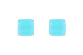 Asfour Crystal Stud Earrings With Aquamarine Square Zircon In 925 Sterling Silver-ED0117-MM
