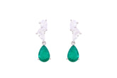 Asfour Crystal Stud Earrings With Decorative Emerald Pear Design In 925 Sterling Silver-ED0127-G