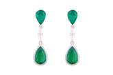 Asfour Crystal Stud Earrings With Emerald Pear Design In 925 Sterling Silver-ED0128-G