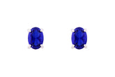 Asfour Crystal Stud Earrings With Blue Oval Zircon Stone In 925 Sterling Silver-EM0005-B