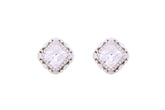 Asfour Crystal Stud Earrings Inlaid With Square Zircon Stone In 925 Sterling Silver-EM0008