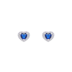 Asfour Crystal Hoop Earrings With Halo Turquoise Round Stone In 925 Sterling Silver-ED0124-GC