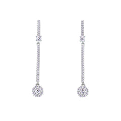 Asfour Crystal Hoop Earrings With Halo Turquoise Round Stone In 925 Sterling Silver-ED0124-GC