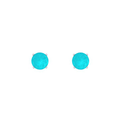 Asfour Crystal Hoop Earrings With Halo Turquoise Round Stone In 925 Sterling Silver-ED0124-GC