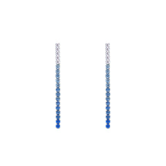 Asfour Crystal Hoop Earrings With Halo Turquoise Round Stone In 925 Sterling Silver-ED0124-GC